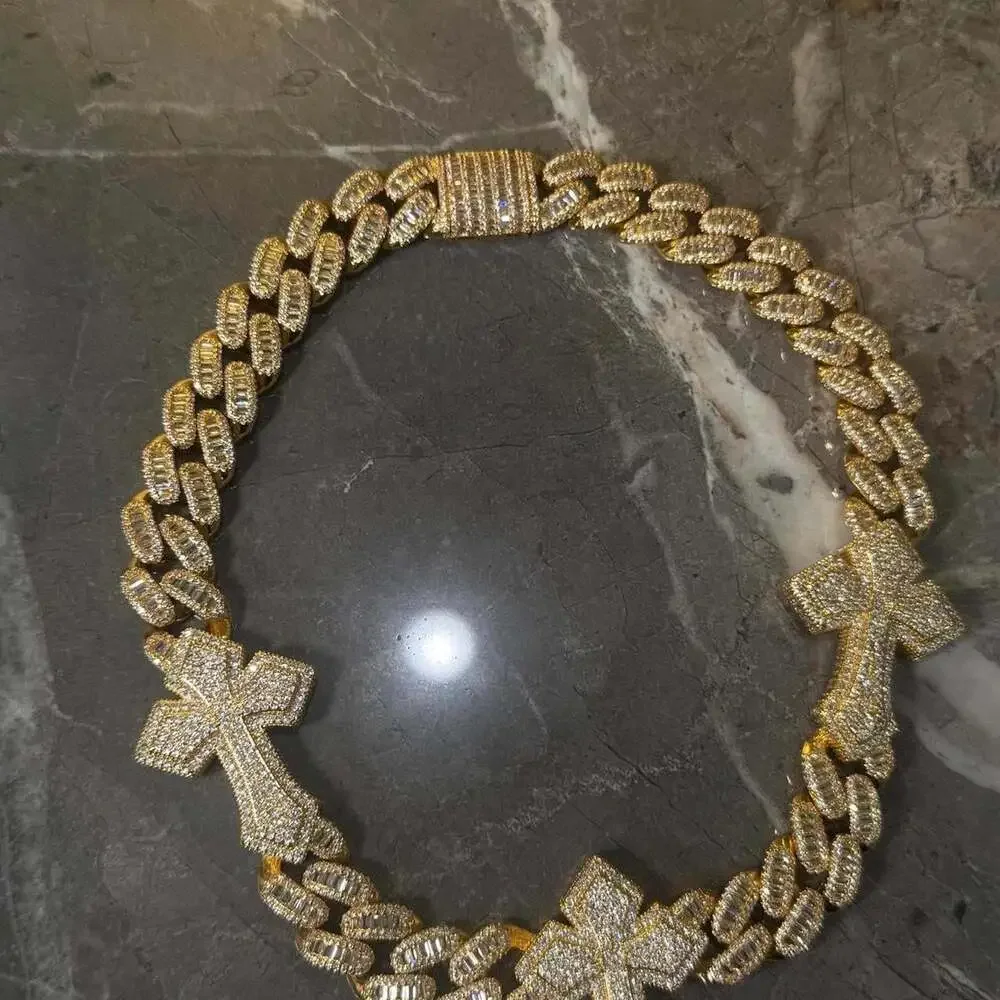Iced Out Gold Cross Cuban 06 E 0